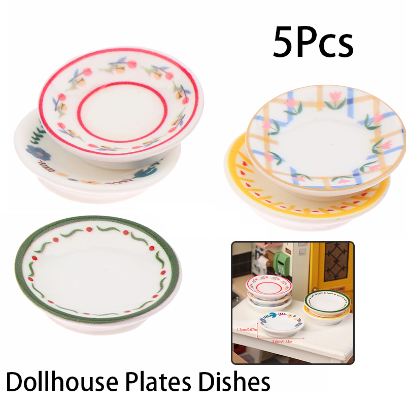 Commercial Kitchen Setup - 5Pcs 1/12 Dollhouse Mini Plates Dishes