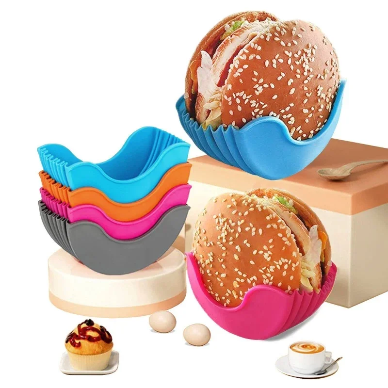 Commercial Kitchen Utensil Holder - 1/4pcs Silicone Burger Tray Reusable Sandwich